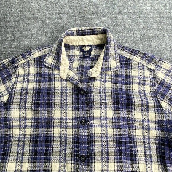 VTG Dockers Button Up Shirt Women’s Small Windowpane Plaid Long‎ Sleeves Cotton - Picture 2 of 12